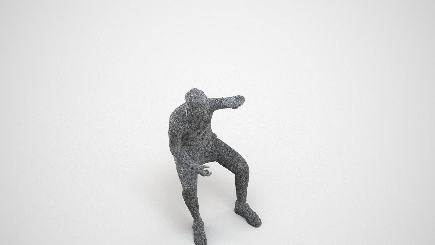 scanned 3D boy casual kids, photogrammetry people for Enscape and V-Ray, wireframe three-quarter view