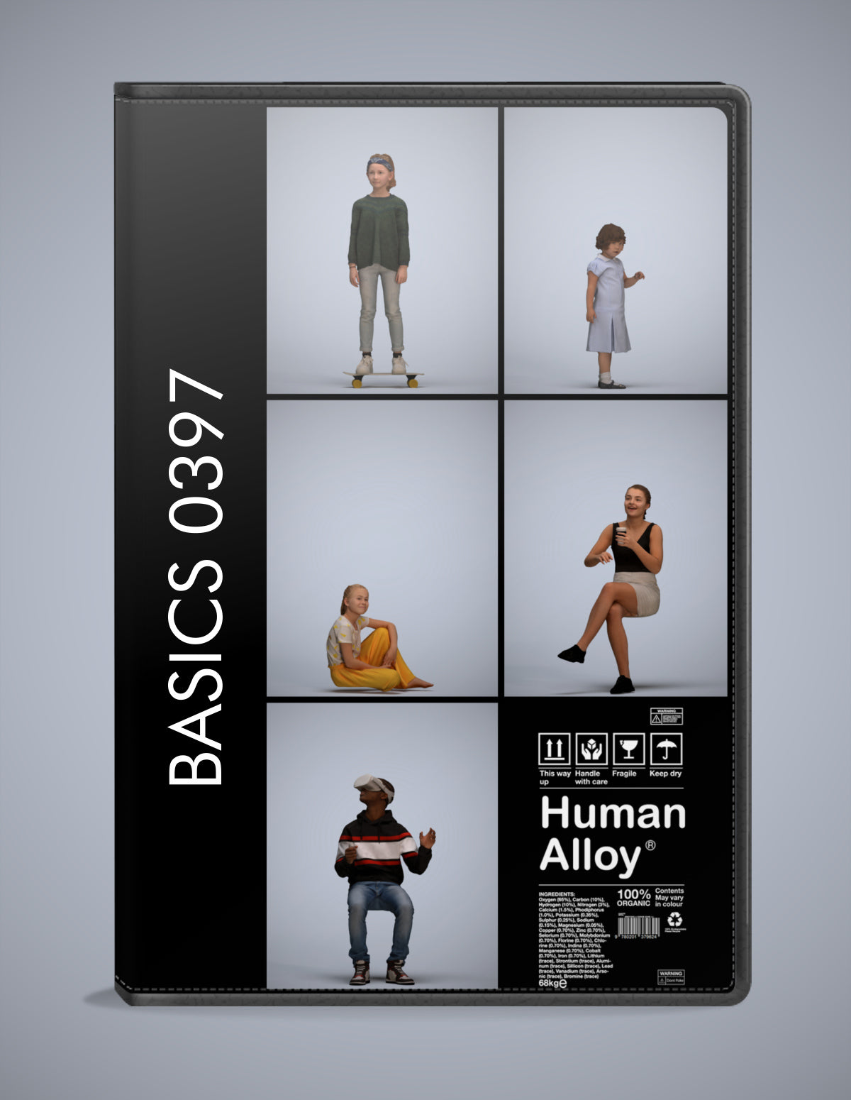 scanned 3D people kids collection, 5 photogrammetry models for Enscape and V-Ray