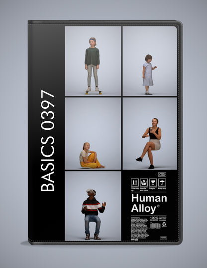 scanned 3D people kids collection, 5 photogrammetry models for Enscape and V-Ray