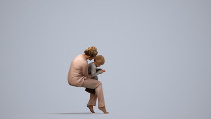 3D people model girl kids, scanned human for 3ds Max rendering, side view render