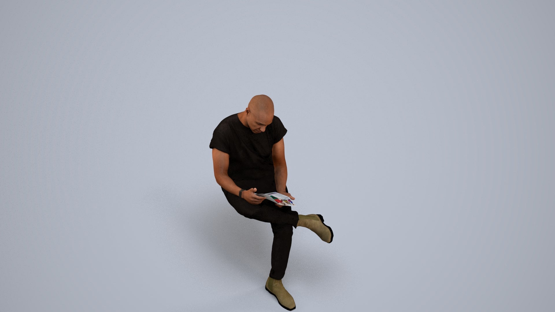 realistic 3D people man casual sitting, render-ready for V-Ray and Corona, FBX OBJ, back view render