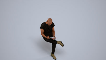 realistic 3D people man casual sitting, render-ready for V-Ray and Corona, FBX OBJ, back view render