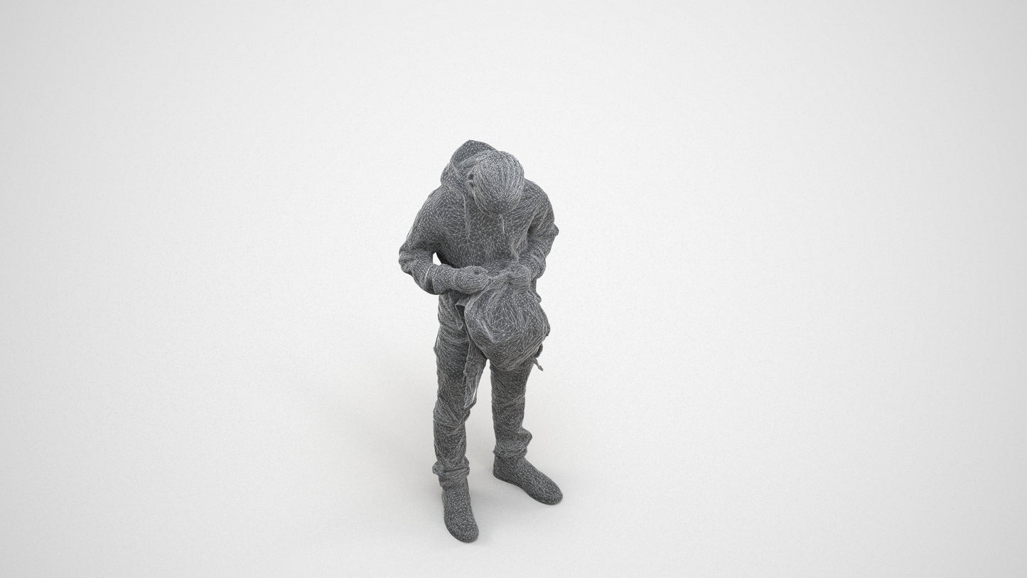 photogrammetry 3D boy casual kids, realistic human model archviz FBX, wireframe three-quarter view
