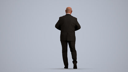 3D human model senior man business mix, photogrammetry scanned person for archviz, front view render