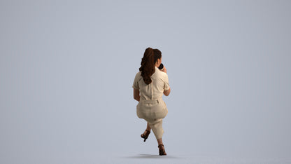 3D scanned woman sitting formal, photorealistic archviz people for Enscape and SketchUp, front view render