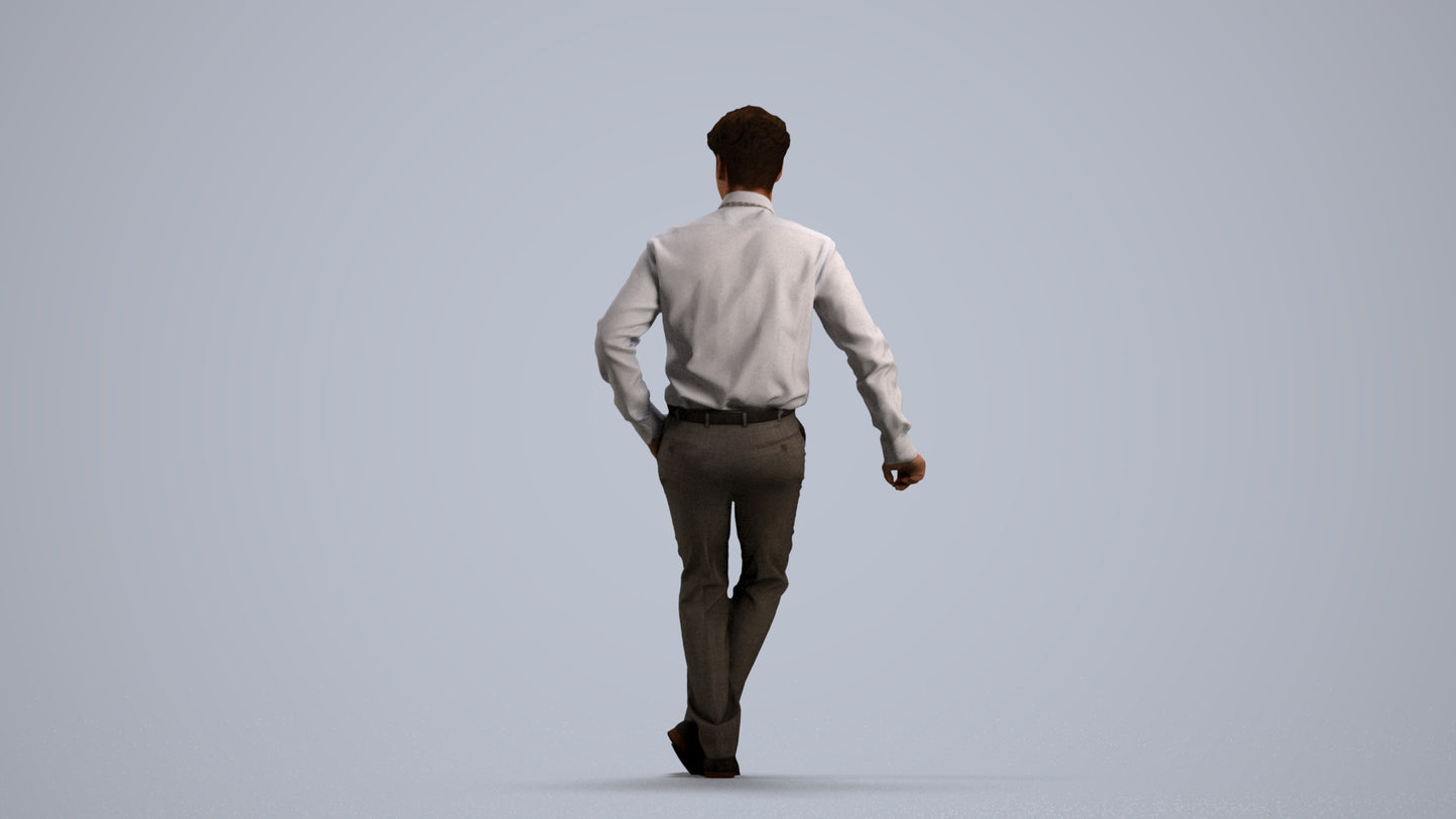 realistic 3D human man business, archviz people FBX OBJ for Blender, front view render