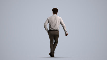 realistic 3D human man business, archviz people FBX OBJ for Blender, front view render