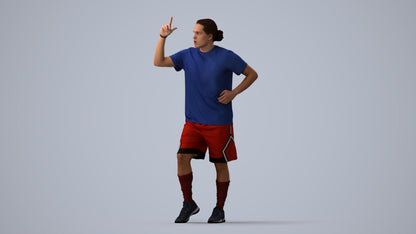 3D human model man sport, photogrammetry scanned person for archviz, three-quarter view render