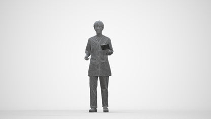photogrammetry 3D senior woman medical, realistic human model archviz FBX, wireframe back view