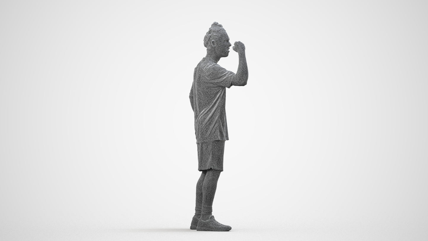 3D people model man sport, scanned human for 3ds Max rendering, wireframe side view
