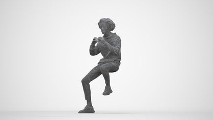 realistic 3D people man casual sitting, render-ready for V-Ray and Corona, FBX OBJ, wireframe back view