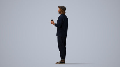 realistic 3D people man casual standing, render-ready for V-Ray and Corona, FBX OBJ, three-quarter view render
