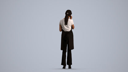 realistic 3D woman hospitality, scanned archviz people for Blender and 3ds Max, front view render