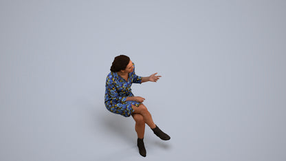 realistic 3D people woman casual sitting, render-ready for V-Ray and Corona, FBX OBJ, back view render