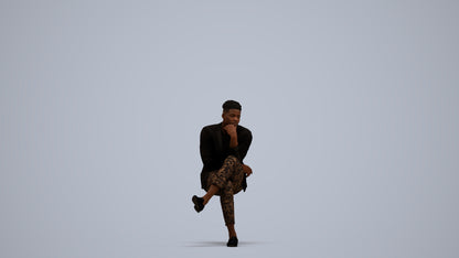scanned 3D man casual sitting, photogrammetry people for Enscape and V-Ray, standing pose render