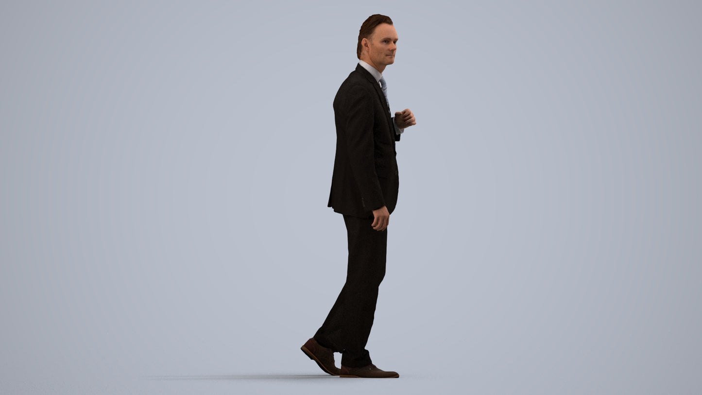 scanned 3D man business, photogrammetry people for Enscape and V-Ray, side view render