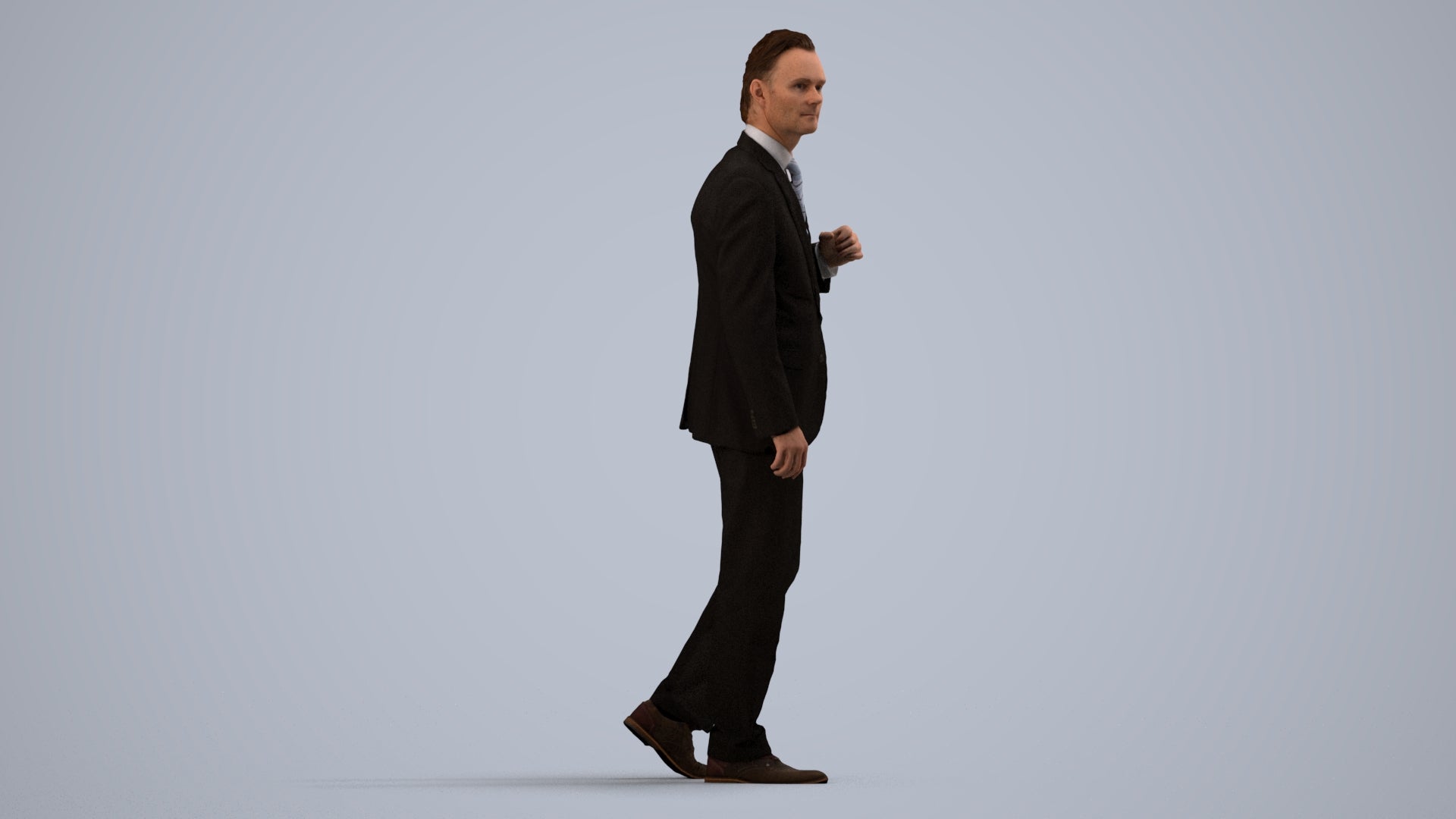 scanned 3D man business, photogrammetry people for Enscape and V-Ray, side view render