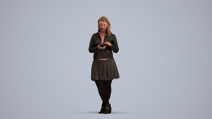 3D scanned woman standing casual, photorealistic archviz people for Enscape and SketchUp, standing pose render
