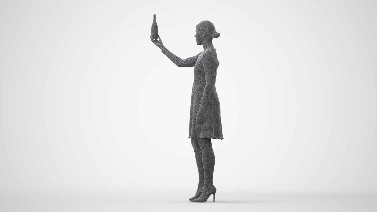 photogrammetry 3D woman casual hospitality, realistic human model archviz FBX, square thumbnail