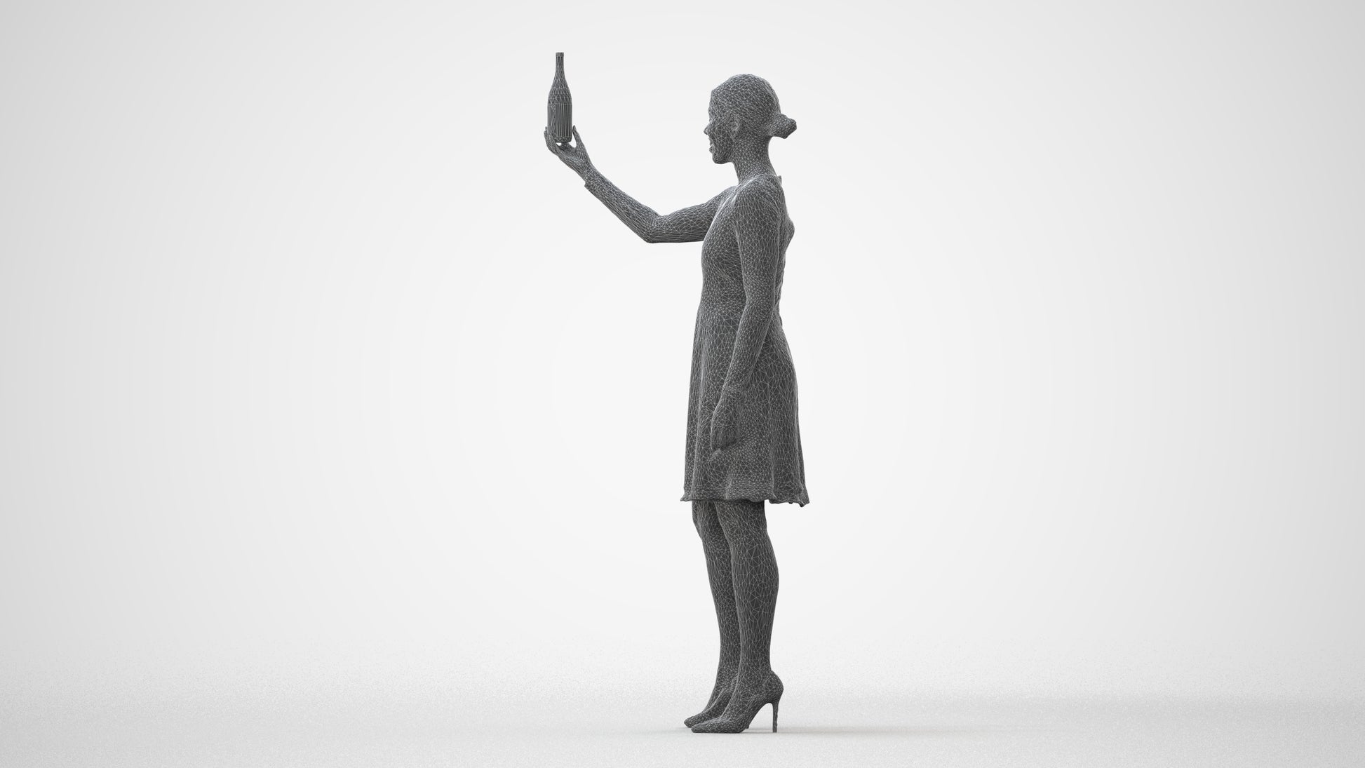 photogrammetry 3D woman casual hospitality, realistic human model archviz FBX, square thumbnail