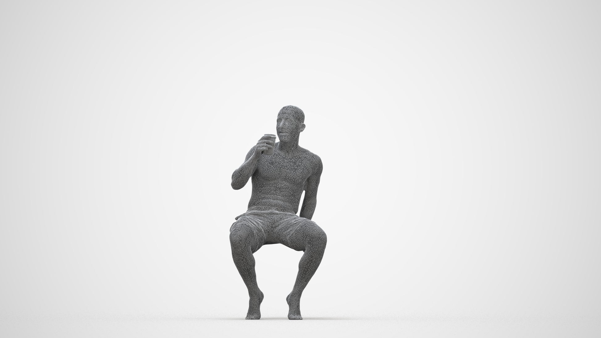 realistic 3D people man pool, render-ready for V-Ray and Corona, FBX OBJ, wireframe back view