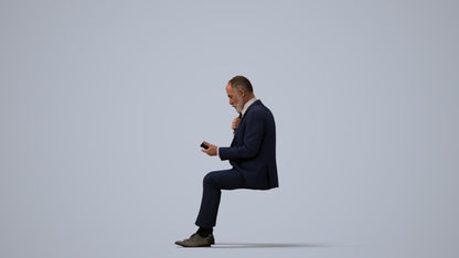realistic 3D human man business, archviz people FBX OBJ for Blender, three-quarter view render