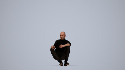 3D scanned man sitting casual, photorealistic archviz people for Enscape and SketchUp, top-down view render