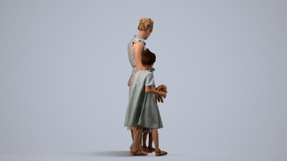 scanned 3D girl casual kids, photogrammetry people for Enscape and V-Ray, side view render