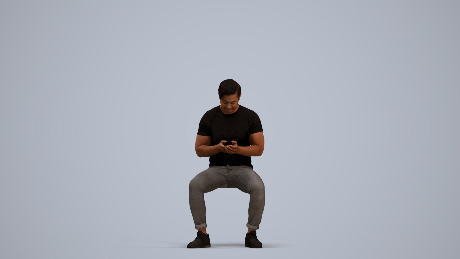 3D scanned man sitting casual, photorealistic archviz people for Enscape and SketchUp, standing pose render