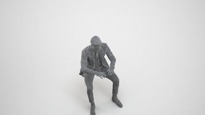 3D scanned man business, photorealistic archviz people for Enscape and SketchUp, wireframe three-quarter view