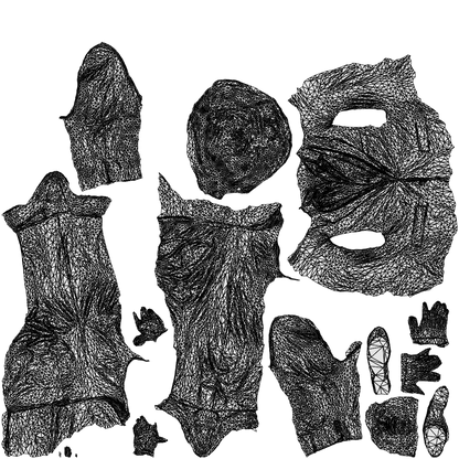 scanned 3D man business, photogrammetry people for Enscape and V-Ray, wireframe top-down view