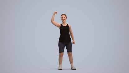 3D scanned girl sport, photorealistic archviz people for Enscape and SketchUp, standing pose render