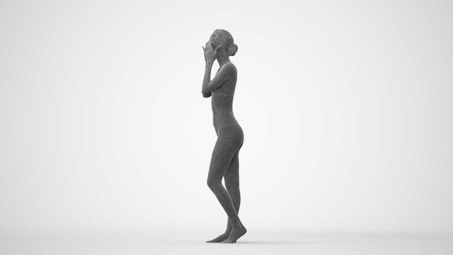 realistic 3D human woman bathroom, archviz people FBX OBJ for Blender, square thumbnail