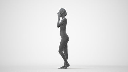 realistic 3D human woman bathroom, archviz people FBX OBJ for Blender, square thumbnail