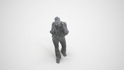 realistic 3D woman casual walking, scanned archviz people for Blender and 3ds Max, wireframe three-quarter view