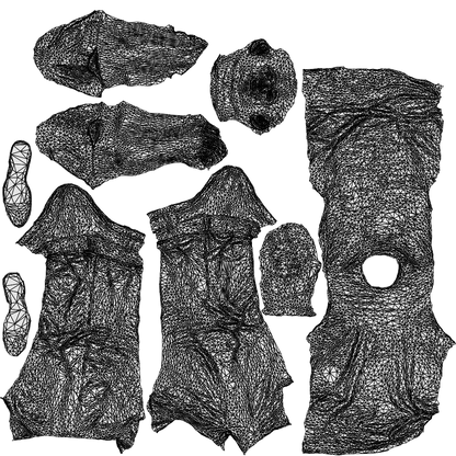 3D scanned man standing casual, photorealistic archviz people for Enscape and SketchUp, wireframe top-down view