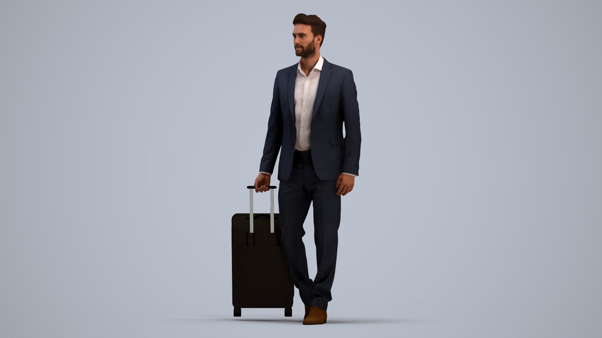 realistic 3D human man business, archviz people FBX OBJ for Blender, standing pose render