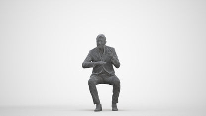 3D human model man business, photogrammetry scanned person for archviz, three-quarter front view render
