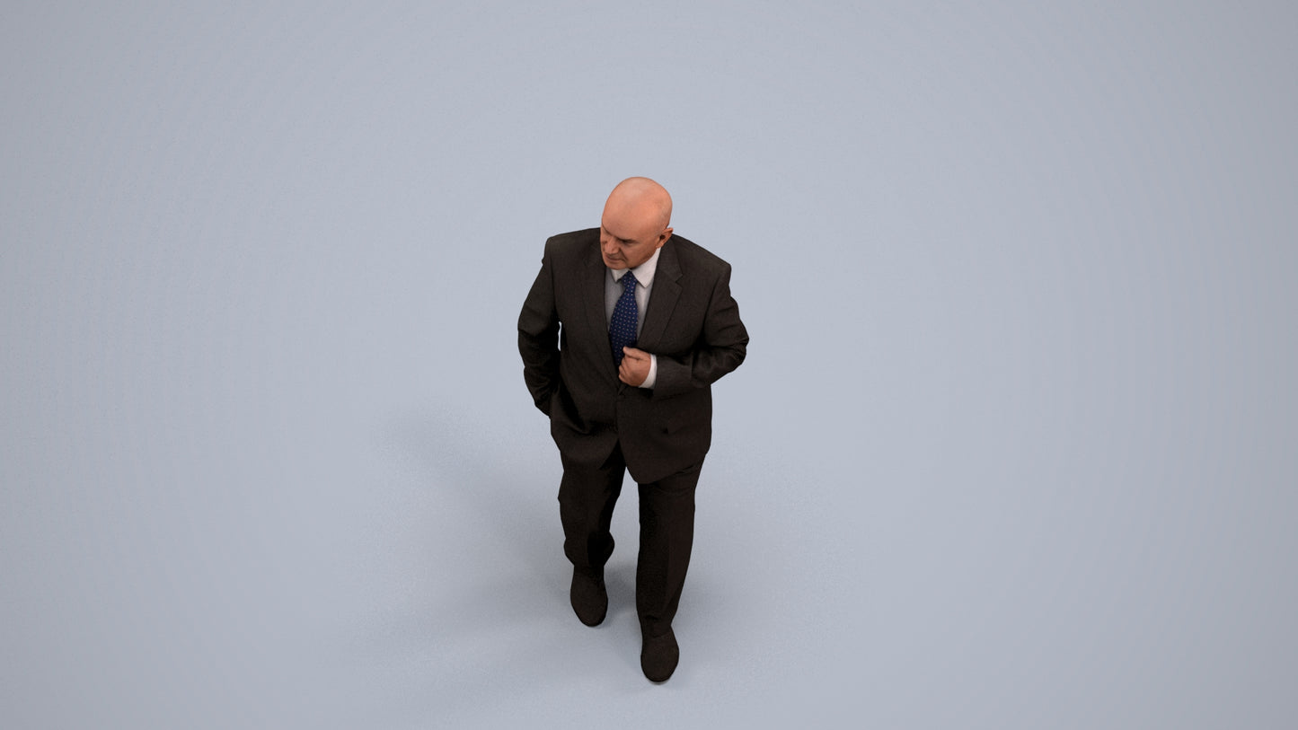 scanned 3D senior man business, photogrammetry people for Enscape and V-Ray, back view render