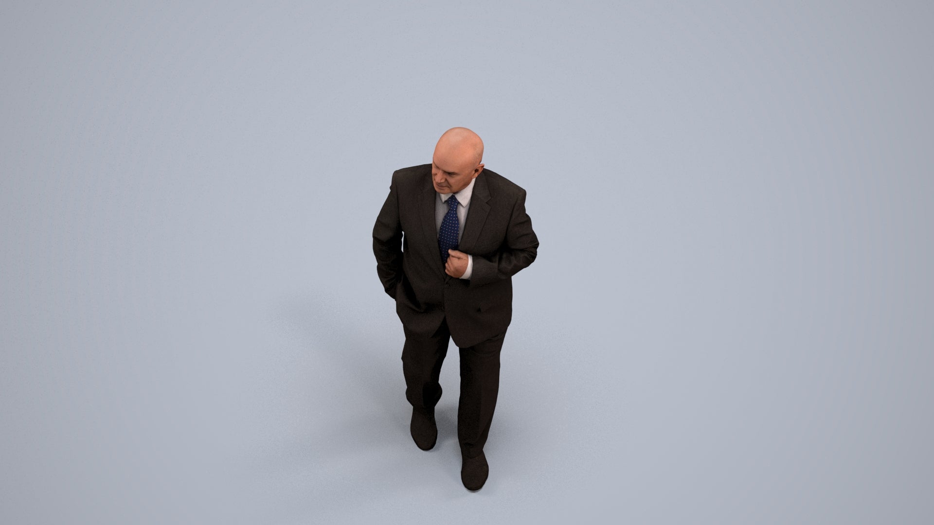 scanned 3D senior man business, photogrammetry people for Enscape and V-Ray, back view render