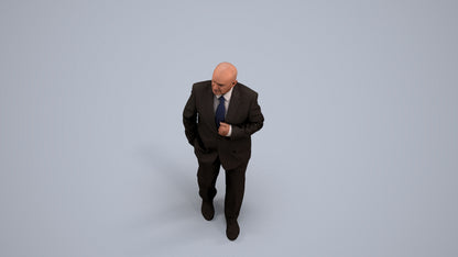 scanned 3D senior man business, photogrammetry people for Enscape and V-Ray, back view render