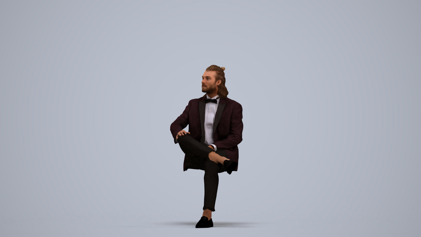 scanned 3D man formal formalaffairs, photogrammetry people for Enscape and V-Ray, standing pose render