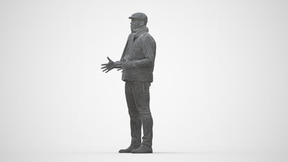 realistic 3D man casual standing, scanned archviz people for Blender and 3ds Max, wireframe back view