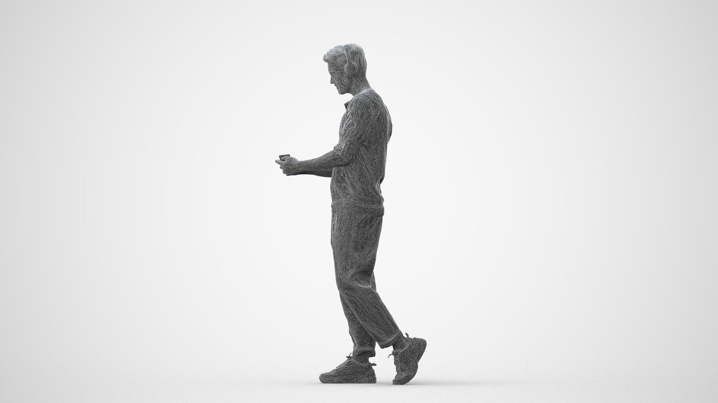 3D scanned man standing casual, photorealistic archviz people for Enscape and SketchUp, square thumbnail