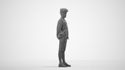 scanned 3D boy casual kids, photogrammetry people for Enscape and V-Ray, wireframe side view