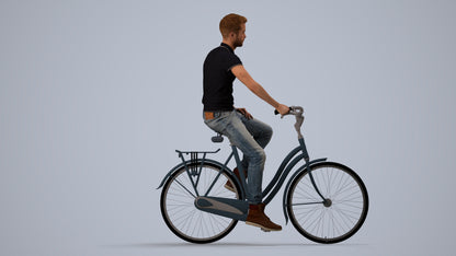 realistic 3D people man casual cycling, render-ready for V-Ray and Corona, FBX OBJ, side view render