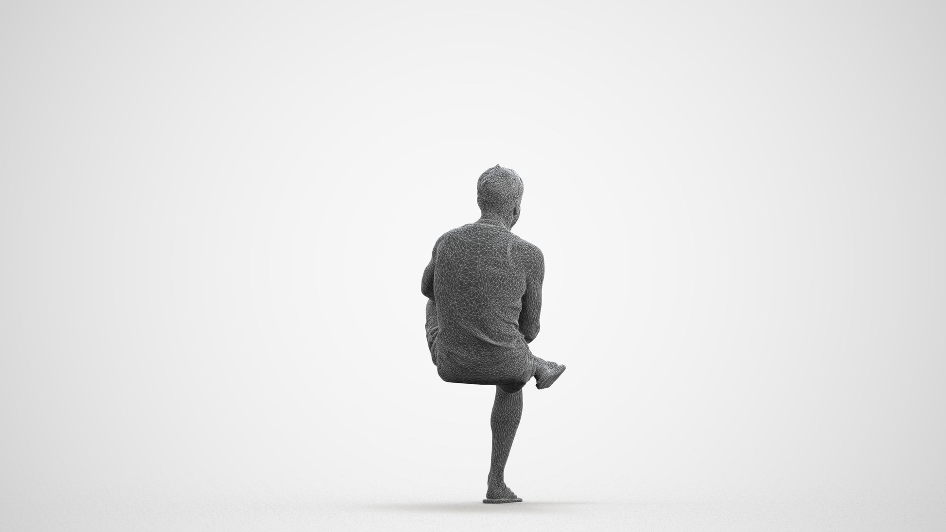 3D people model man casual sitting, scanned human for 3ds Max rendering, wireframe front view