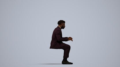 3D people model man business, scanned human for 3ds Max rendering, side view render