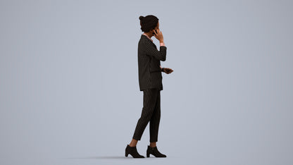 3D human model woman business, photogrammetry scanned person for archviz, side view render