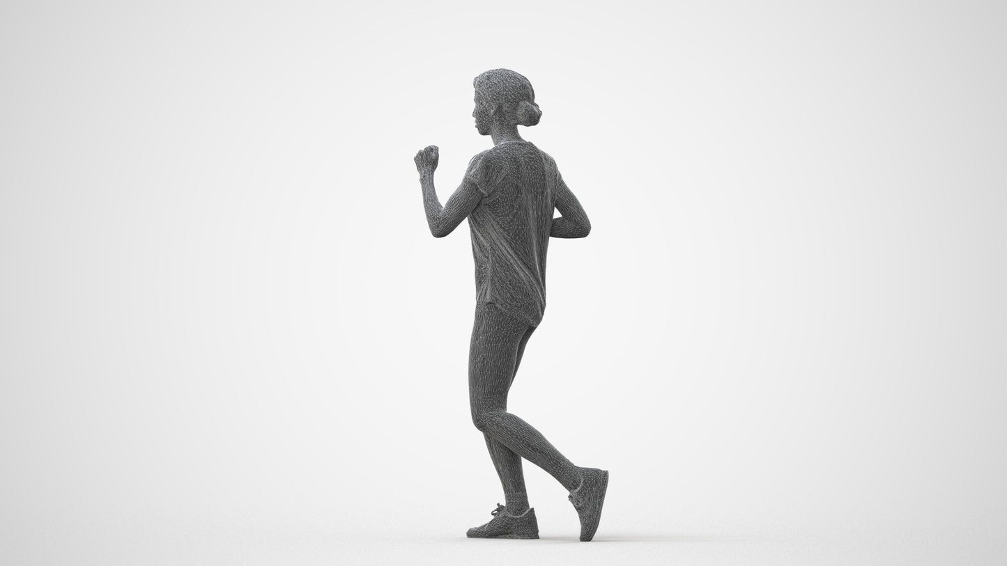 realistic 3D woman sport walking, scanned archviz people for Blender and 3ds Max, square thumbnail